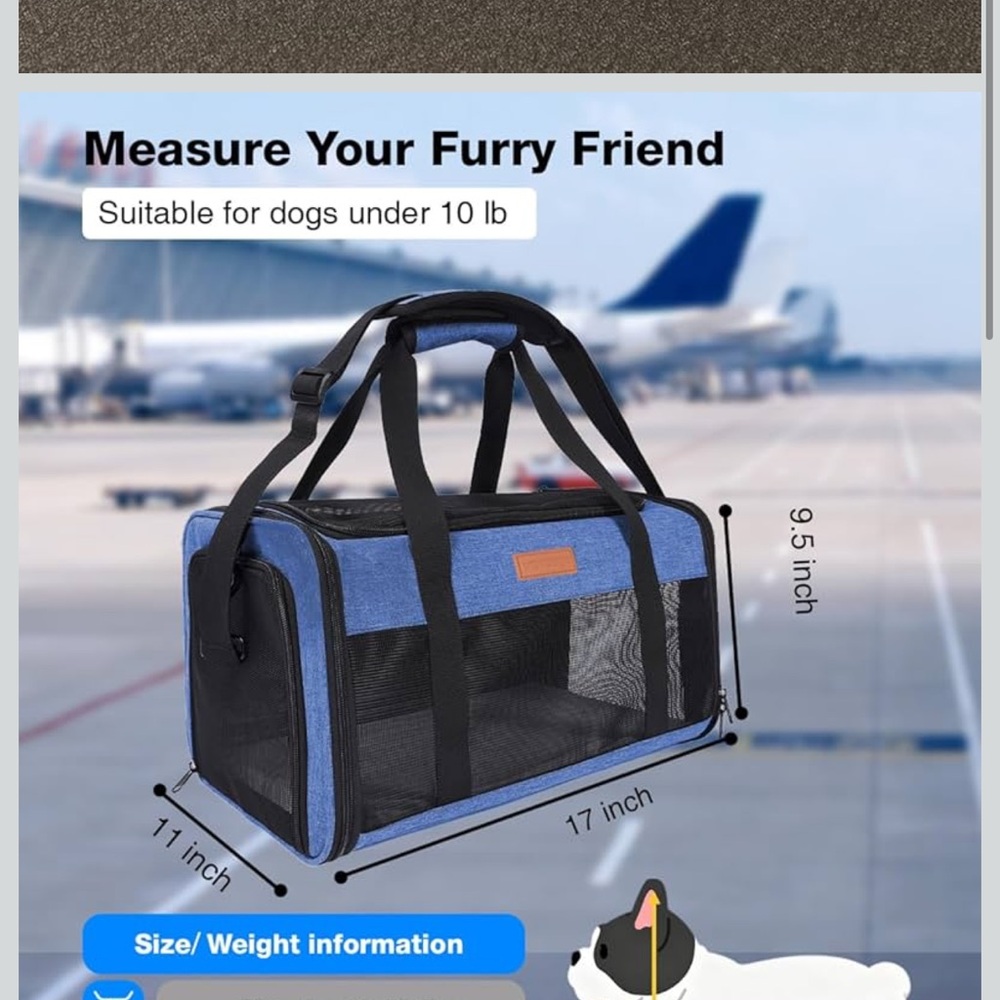 Blue Pet Carrier with Black Mesh - Picture 7 of 7